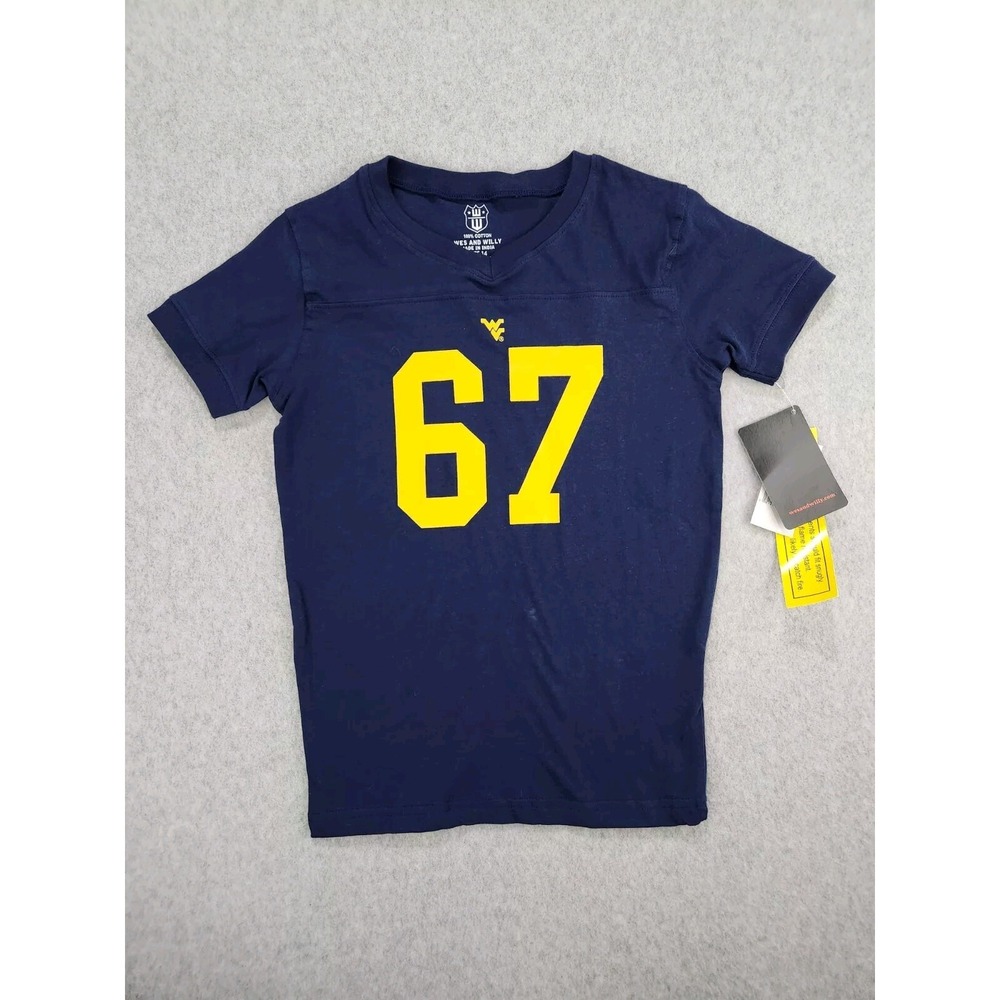 West Virginia Mountaineers Kids Youth Boys Soft Cotton PJ Top Shirt 5-7 Year Old